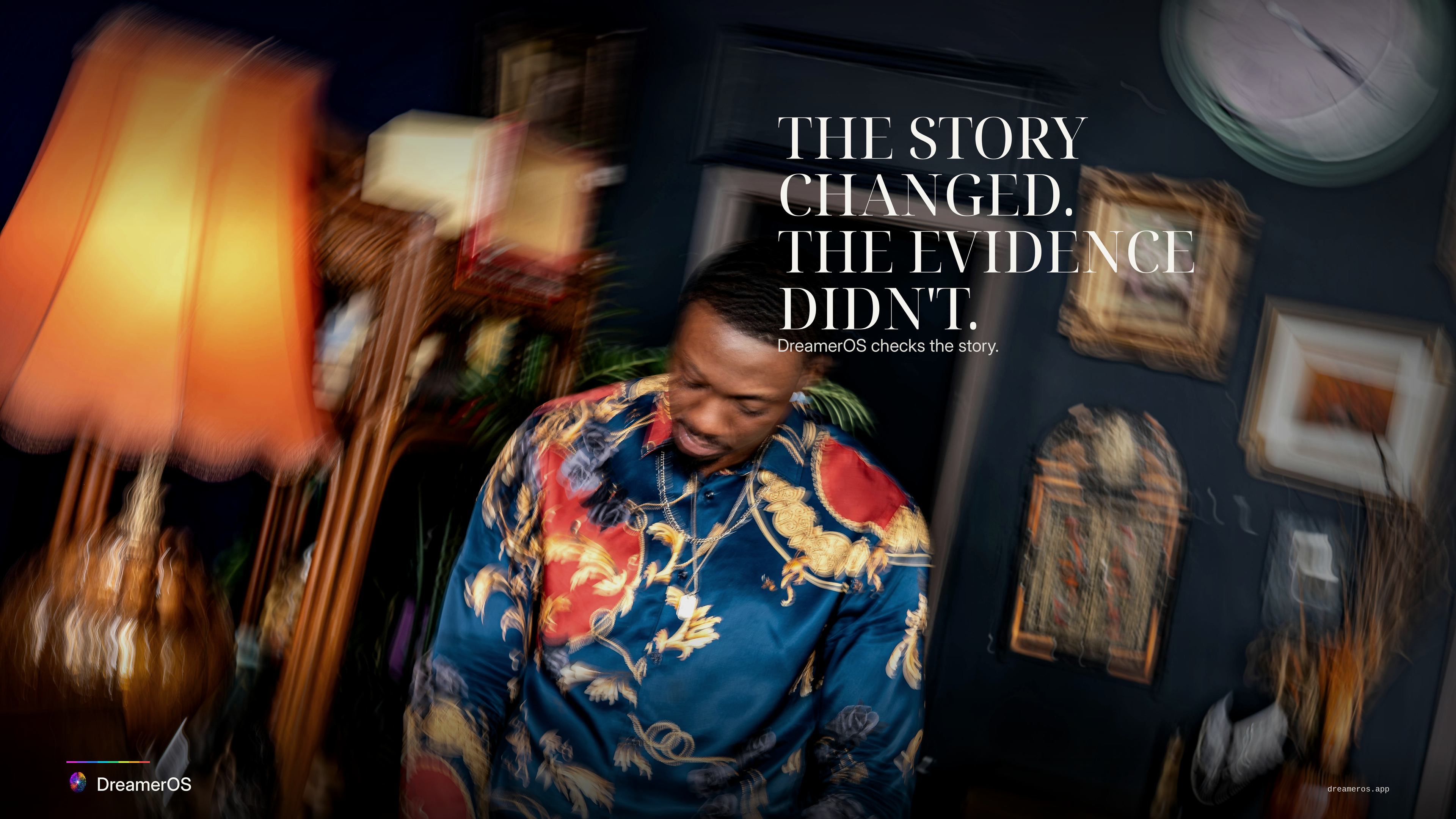 A wide editorial image of a falling lamp and a person under the line, The story changed. The evidence did not.