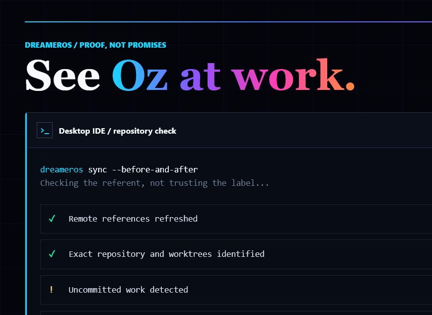 DreamerOS repository safety check stopping an unsafe synchronization